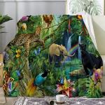 Couvertures à effet léopard en velours à motif éléphants 150x200 cm 