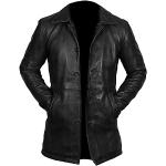 LP-FACON Manteau 3/4 pour homme - Marron Geniue Leather Sport Manteau Duster en cuir pour homme, Noir - Manteau court en cuir, L