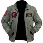 LP-FACON Veste en cuir pour homme Tom Cruise USAAF G1 - Col en fourrure amovible - Plusieurs patchs, Veste en coton vert, XL