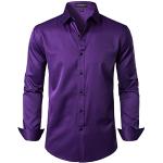 Chemises de mariage violettes à effet froissé à manches longues lavable en machine à manches longues Taille M look business pour homme 