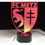 Lumière fantôme 3D ， FC Metz Logo du Club de Football Lampe 7 coloré Table LED for Les Enfants Dad Amis Cadeau d'anniversaire Veilleuse LED pour Enfants