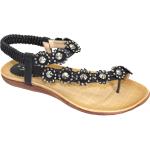 Sandales à talons noires en fibre synthétique à perles Pointure 36 pour femme 