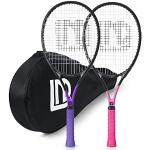 Poignées de raquette de tennis Bande de poignée de raquette de tennis  Anneau en caoutchouc avec surgrip absorbant de tennis de badminton  antidérapant en place, noir