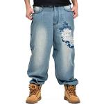 Jeans baggy bleus en denim Taille XS look Hip Hop pour homme 