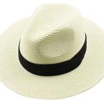 Chapeaux de paille blanc crème en paille Pays 58 cm look casual pour homme 