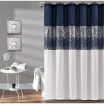 Rideaux de douche bleu marine en tissu à paillettes modernes 