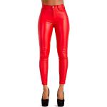 Leggings en cuir rouges en cuir synthétique stretch Taille XL look sexy pour femme 