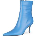 Bottines bleues en cuir en cuir à bouts pointus Pointure 40 avec un talon entre 7 et 9cm look fashion pour femme 