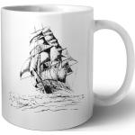 Tasses à café blanches à motif bateaux 