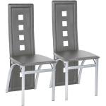 Chaises design gris acier en cuir synthétique avec dossier en lot de 2 contemporaines 