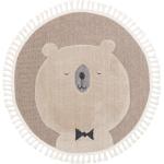 Tapis ronds beiges en polyester à motif animaux diamètre 120 cm pour enfant en promo 