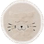 Tapis ronds blanc crème en polyester à motif animaux diamètre 120 cm pour enfant en promo 