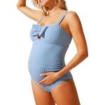 Maillots de bain de grossesse une pièce bleues claires avec noeuds Taille L look fashion pour femme en promo 