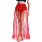 Jupes longues rouges en dentelle à paillettes midi Taille M look fashion pour femme en promo 