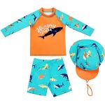 Shorts de bain orange à motif requins look fashion pour garçon de la boutique en ligne Amazon.fr 