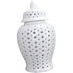 MagiDeal Pot de Gingembre en céramique Moderne Vase en Porcelaine Pot avec Couvercle Artisanat Centre de Table pour Salon Café Collection de Bureau