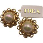 Boucles d'oreilles à clip de mariage dorées à perles look vintage pour femme 