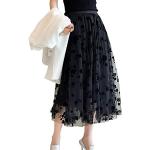 Jupes imprimées de mariage noires à fleurs mi-longues Tailles uniques look fashion pour femme 