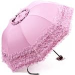 Maibar Parapluie Pliant Femme Anti-UV Dentelle Parapluies Ombrelle Parasol Umbrella Venteux Pluie en été (Pink)