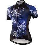 Maillots de cyclisme bleus à motif papillons respirants à manches courtes Taille M look fashion pour femme 