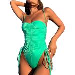 Maillots de bain une pièce verts tropicaux en lot de 1 Taille L plus size look fashion pour femme en promo 