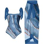 Maillots de bain de grossesse une pièce bleus en latex à volants Taille XL plus size look fashion pour femme 