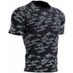T-shirts Compressport noirs camouflage en microfibre à manches courtes à manches courtes Taille L look sportif pour homme en promo 