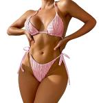 Bikinis triangle roses à rayures Taille S look fashion pour femme 