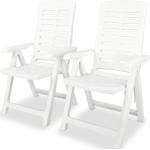 Chaises de jardin en plastique blanches en plastique pliables en lot de 2 