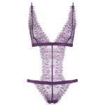 Strings en satin Maison Close violet foncé en coton Taille XS look sexy pour femme 