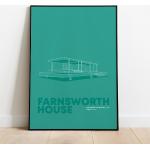 Maison Farnsworth | Mies Van Der Rohe Architecture Affiche Graphique D'impression D'architecture Moderne Art Graphique