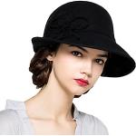 Chapeaux Fedora noirs en laine lavable à la main Tailles uniques look fashion pour femme 