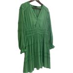 Robes Maje vertes en satin à manches longues seconde main minis à manches longues Taille L pour femme en solde 