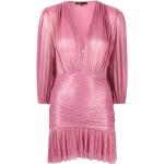 Robes de soirée courtes Maje rose fushia métalliques à manches trois-quart à col en V Taille XS pour femme 
