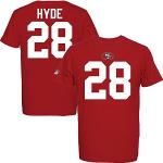 Majestic Carlos Hyde # 28 San Francisco 49ers eligible Récepteur NFL T-shirt, Rot