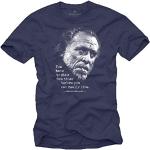 Makaya Cadeau Rigolo pour Homme - Charles Bukowski T-Shirt avec Phrase Humour Bleu L