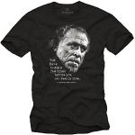 Makaya Cadeau Rigolo pour Homme - Charles Bukowski T-Shirt avec Phrase Humour Noir S