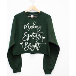 Making Spirits Bright Cropped Ugly Christmas Sweater For Women, Chemises De Noël Pour Femmes, Pulls Moches Chemises À Vin