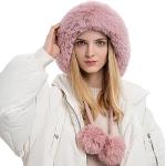Bonnets de ski roses en polaire à pompons Tailles uniques look fashion pour femme 