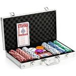 Fournier Mallette de Poker Maverick de 300 jetons + 2 Jeux de 54 Cartes + 5 dés - Règles du Texas Hold'em incluses