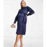 Robes de grossesse longues Mama-licious bleu marine en satin mi-longues à manches longues Taille XS classiques pour femme en promo 