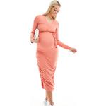 Robes de grossesse longues Mama-licious orange en viscose à manches longues Taille XXL classiques pour femme 