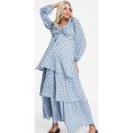 Robes de grossesse longues Mama-licious bleu pastel à pois à volants longues Taille S classiques pour femme en promo 