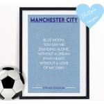 Manchester City Print - Football Blue Moon Song Fan Light Gift Idea Present Bar Area Home Wall