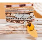 Bracelets plume beiges en cuir synthétique style ethnique pour femme en promo 