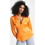 Chemises Mango orange en viscose col italien à manches longues Taille XS pour femme en promo 