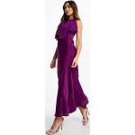 Robes longues Mango violettes en viscose longues à col rond Taille S classiques pour femme en promo 