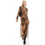 Robes longues Mango marron à volants longues Taille XS classiques pour femme en promo 