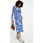 Robes fleuries Mango bleues à fleurs en viscose à motif fleurs à manches longues Taille XS classiques pour femme en promo 
