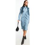 Robes Mango bleues en satin à manches longues à manches longues Taille S classiques pour femme en promo 